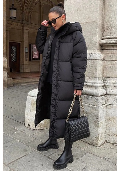 Madmext Mad Girls Koyu Siyah Uzun Şişme Mont Mg1303 Koyu Siyah