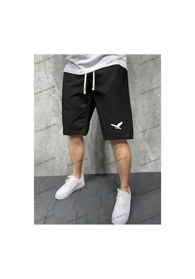 Tarzsokak Y2k Unisex Yaz Şort Bermuda Harajuka Anime Retro Kod-11481 Siyah