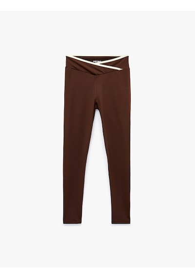 Koton Yüksek Bel Kemer Detaylı Slim Fit Spor Tayt Kahverengi 6sak40461nk Kahve