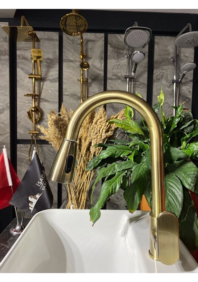 İsaoğlu Yapı Antik Gold Vogue Design Spiralli Mutfak Bataryası Evye Bataryası Gold