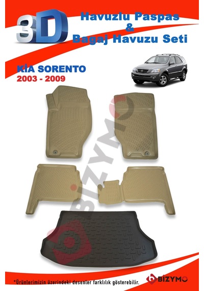 Kia Sorento 2003-2009 Bej Paspas ve Bagaj Havuzu Seti