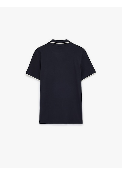 Koton Pamuklu Kısa Kollu Pike Kumaş Çizgi Detaylı Slim Fit Polo Yaka Tişört Lacivert 6sam10093mk Lacivert