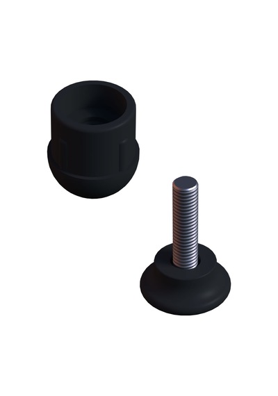 Cateksss 28 Mm Kademeli Plastik Rotil Ayak - Boru Profil Ayağı Tezgah Ayarlı Ayak Siyah - 6 Lı Paket