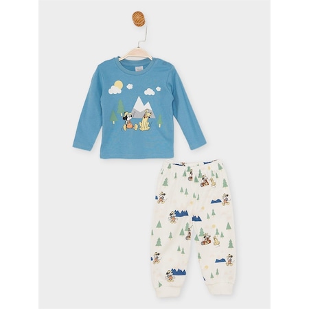 Mickey Mouse Lisanslı Erkek Bebek Pijama Takımı 21123-indigo