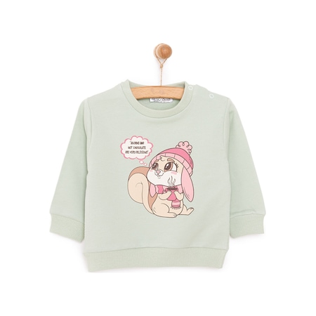 HelloBaby Basic Az Şardonlu Sincap Desenli Sweatshirt Kız Bebek