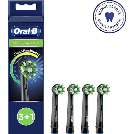 Oral-B Cross Action Clean Maximizer 3+1 Yedek Fırça Başlığı Siyah