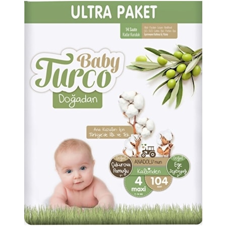 Baby Turco Doğadan Bebek Bezi 4 Numara Maxi Fırsat Paketi 104 Adet