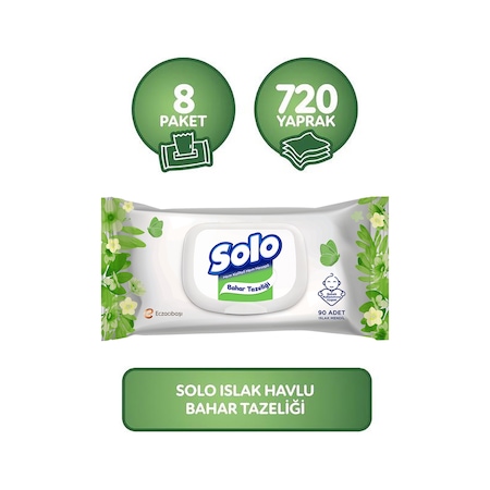 Solo Islak Havlu Kapaklı 8 x 90 Adet 720 Yaprak