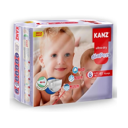 Kanz Ultra-Dry Diapers Bebek Bezi 6 Numara XLarge Mega Paket 40 Adet