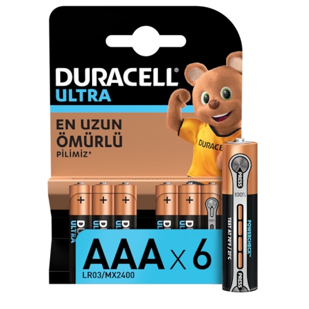 Duracell LR03/MX2400 Ultra AAA İnce Kalem Pil 6'lı