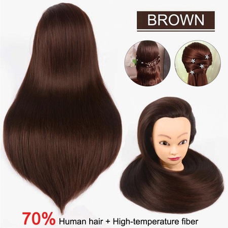 Lebıhmurah Wg472 24 İnç Güzellik Gerçek İnsan Saç Uygulaması Kuaförlük Eğitimi Baş Manken Bebek + Renk: Kahverengi