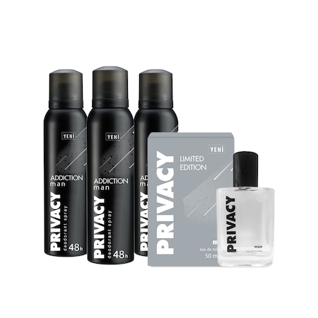 Privacy Limited Edition Erkek Parfüm EDT 50 ML + Addiction Erkek Deodorant 3 x 150 ML