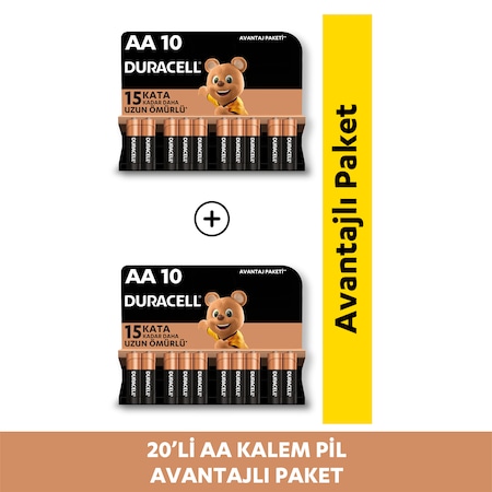 Duracell LR6/MN1500 AA Kalem Pil 20'li