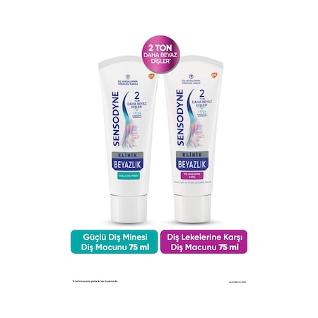 Sensodyne Klinik Beyazlık Güçlü Diş Minesi + Diş Lekelerine Karşı Diş Macunu 2 x 75 ML