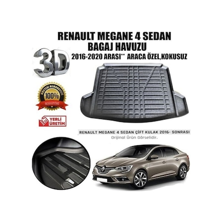 Renault MEGANE 4 SEDAN ÇİFT KULAK 3D Lüx Bagaj Havuzu