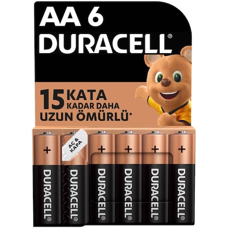 Duracell Alkalin AA Kalem Piller 1.5 V LR6/MN1500 6'lı Paket