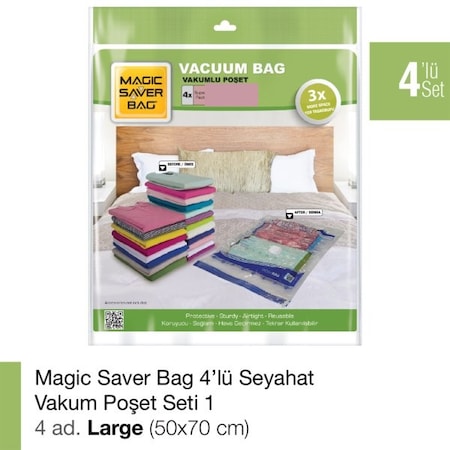 Magic Saver Bag Vakumlu Poşet Hurç 4'lü 50 x 70 CM L