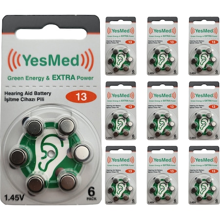 Yesmed Extra Power 13 No Kulaklık Pili 10paketx6adet 60adet Pil