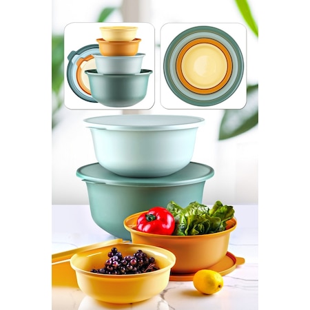 Kitchen Life 4 Boy Kapaklı Yuvarlak Aura Saklama Kabı Seti 7,5 Lt + 4lt + 2lt + 1lt