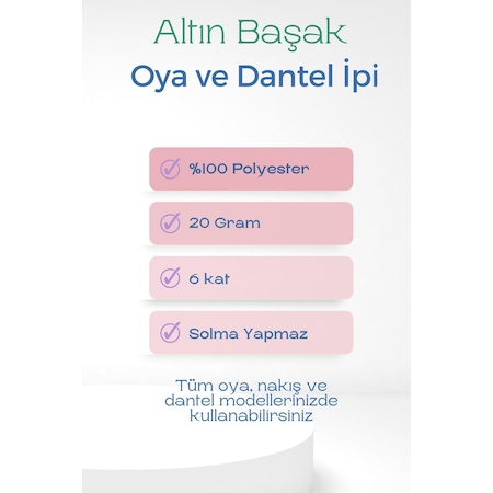 3 Adet Altınbaşak Oya Ve Dantel İpi 20 Gr - Royaleks - No: 036