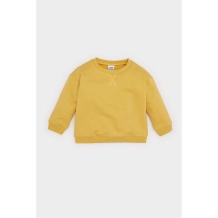 Defacto Erkek Bebek Bisiklet Yaka İçi Yumuşak Tüylü Basic Düz Sweatshirt A7433a524wnyl310 Sarı