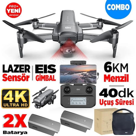 SJRC F22 S2 Pro+ Combo 4K Kameralı Drone Seti - 2Batarya+6KM Menzil+Çarpışma Sensörü+40 Dakika Uçuş Süresi+Çanta+EIS Gimbal