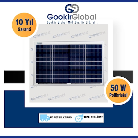 Gesper Energy 50W Watt Polikristal Güneş Paneli 36 Hücre 12V 2 Adet GES50-36P