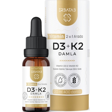 Erbatab D3 K2 İkisi Bir Arada Damla Vitamin 20 ML