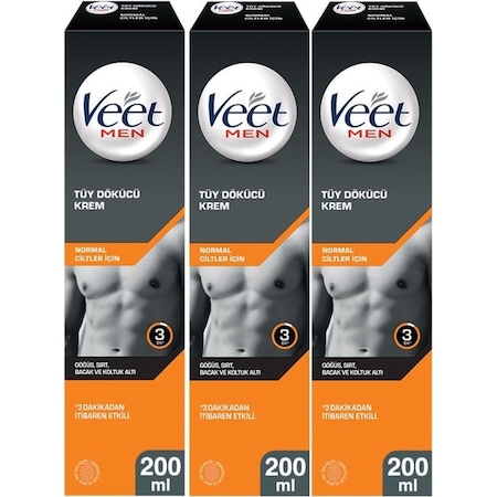 Veet Men Normal Ciltler İçin Tüy Dökücü Krem 3 x 200 ML