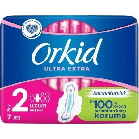 Orkid Ultra Extra Uzun Hijyenik Ped 7'li 2 Beden