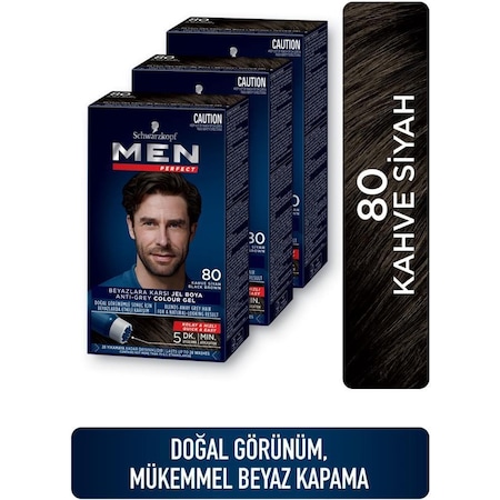 Men Perfect Saç Boyası 80 - Kahve Siyah X 3 Adet set-hnkl-2528-5084