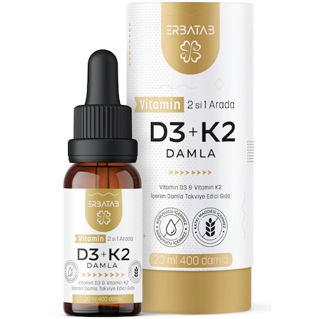 Erbatab D3 K2 İkisi Bir Arada Damla Vitamin 20 ML