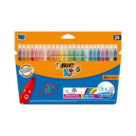 Bic Kids Couleur (Ultra Yıkanabilir) Keçeli Boya Kalemi 24 Renk