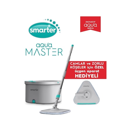 Smarter Aqua Master + Üçgen Aparat Temiz & Kirli Suyu Ayırma Özelliği Otomatik Temizlik Seti Mop