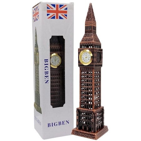 Vintage Metal İngiltere London Big Ben Saat Kulesi Antik Bakır 23 Cm