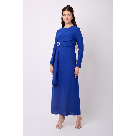 Violevin Er-cool Kadın Tokalı Kalem Elbise 8148-33-saks Mavi