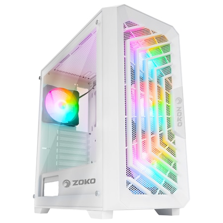 Zoko Chiko White 4x12 CM ARGB Fan Mesh Panel Temperli Cam Bilgisayar Kasası