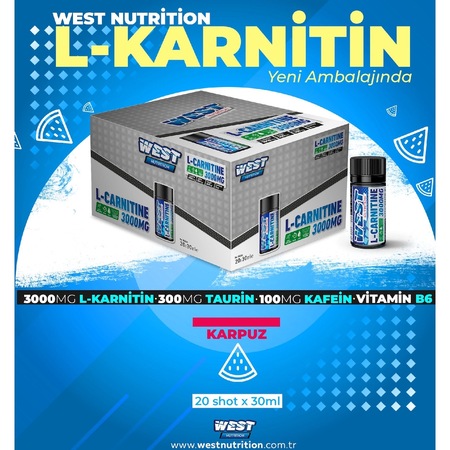 West Nutrition L-Karnitin Shot 3000 Mg 20 Tüp + Hediye