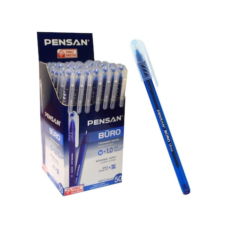 Pensan Büro Tk.K 1.0 MM Tükenmez Kalem 12 Adet Mavi