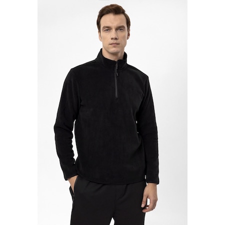 Süvari TR2013700361-S09 Kapişonlu Yaka Regular Kalıp Düz Erkek Sweatshirt - Siyah