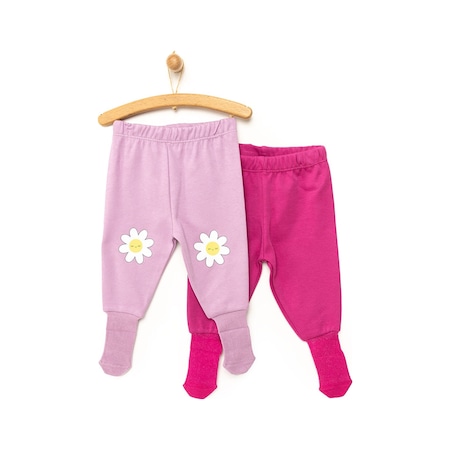 Hellobaby Basic 2li Çoraplı Pijama Pantolon Kız Bebek 23KHLBKALT006 Lila