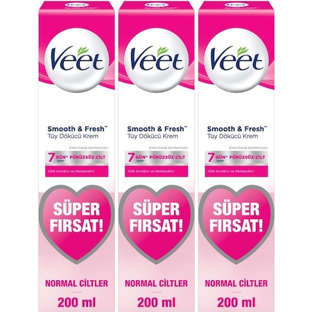 Veet Smooth & Fresh Normal Ciltler için Tüy Dökücü Krem 200 ML x 3