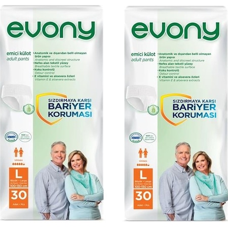 Evony 5.5 Damla Emici Külot Büyük Boy L 30'Lu x 2 60 Adet