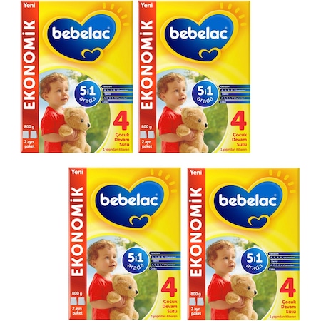 Bebelac 4 Çocuk Devam Sütü 1+ Yaş 4 x 800 G