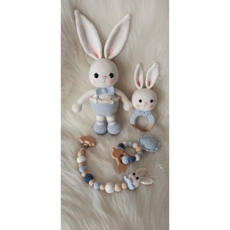 Yeni Doğan Tavşan Set Amigurumi Oyuncak
