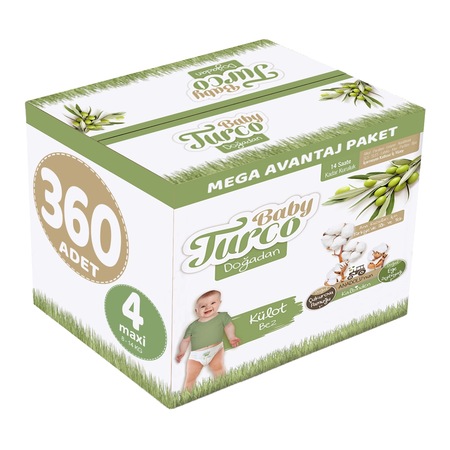 Baby Turco Doğadan Külot Bebek Bezi 4 Numara Maxi 360 Adet