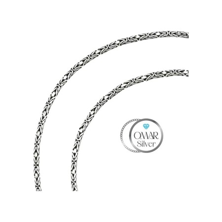 Omar Silver Zincir 925 Ayar 2 Mm Gümüş Erkek Kare Kral Kolye