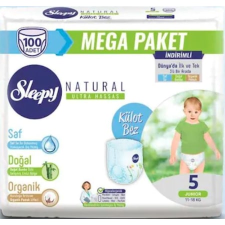 Sleepy Natural Külot Bez 5 Numara Junior Mega Paket 100 Adet