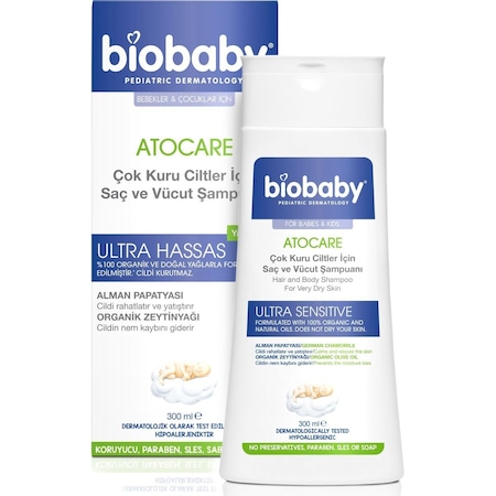 Biobaby Atocare Çok Kuru Ciltler İçin Saç ve Vücut Şampuanı 300 ML