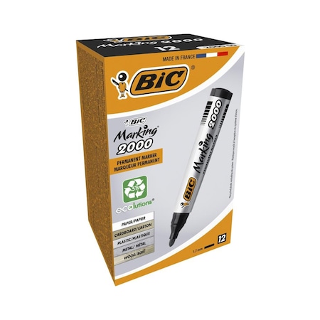 Bic Marker 2000 Yuvarlak Uç Koli Kalemi Siyah 12'li Kutu